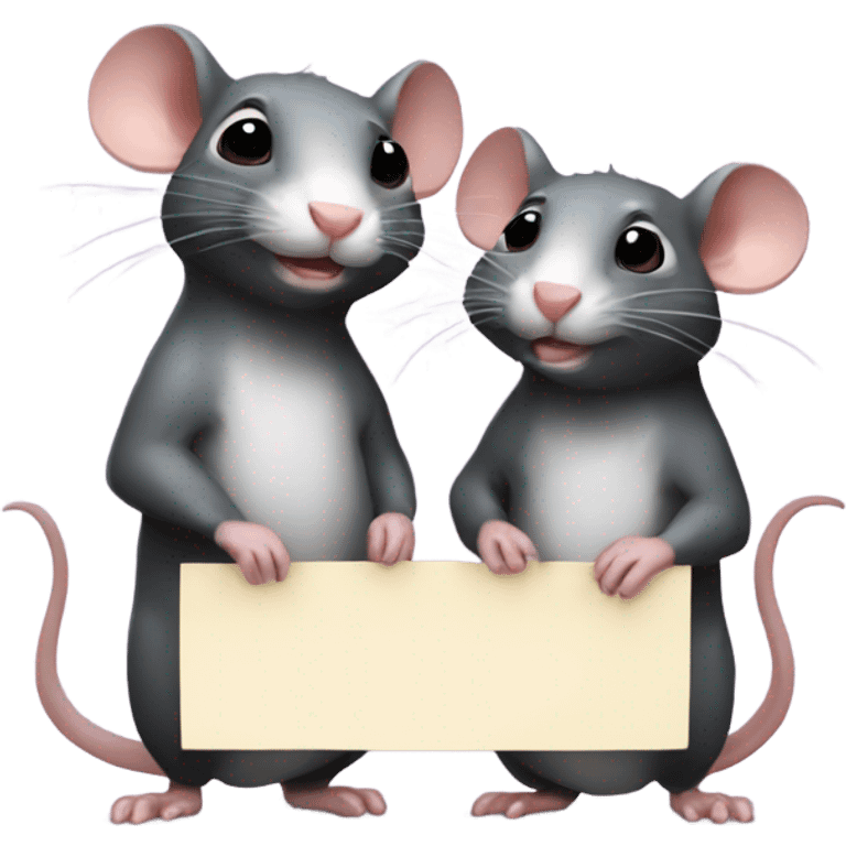 Two cute rats holding a sign with the inscription "ALINGHT" emoji