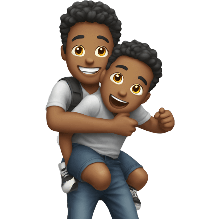 boys having fun piggyback ride emoji