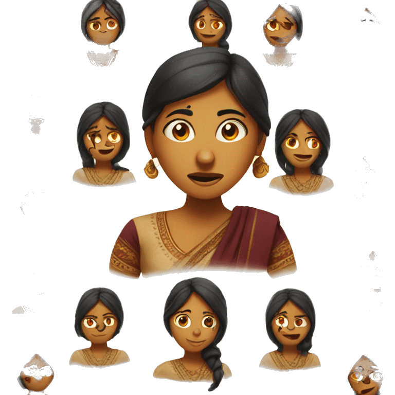 Indian woman facial expressions with words emoji