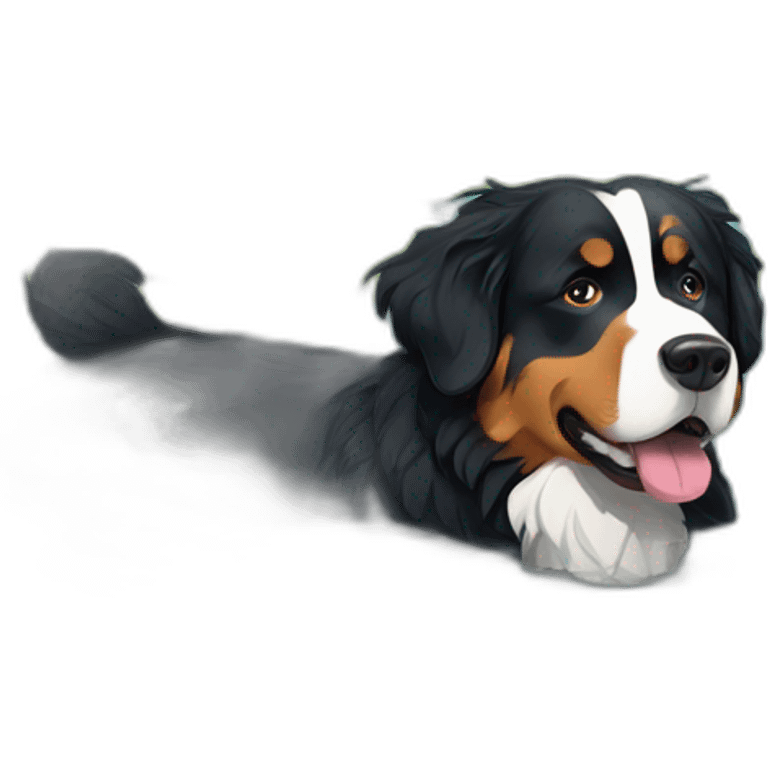 Bernese mountain dog swimming in a lake emoji