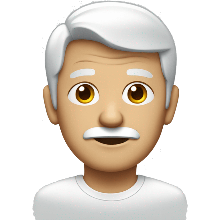 old man with white shirt and blue j emoji