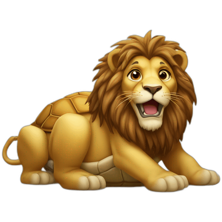 Lion sur une tortue emoji