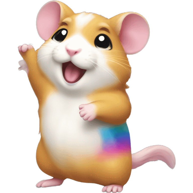 Dancing rainbow hamster emoji