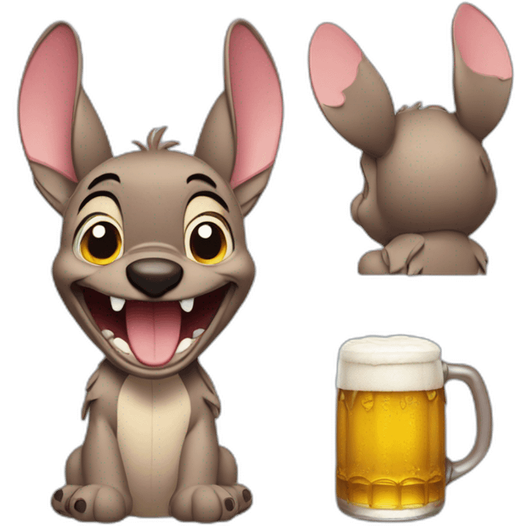 Stitch Disney buvant une bière emoji