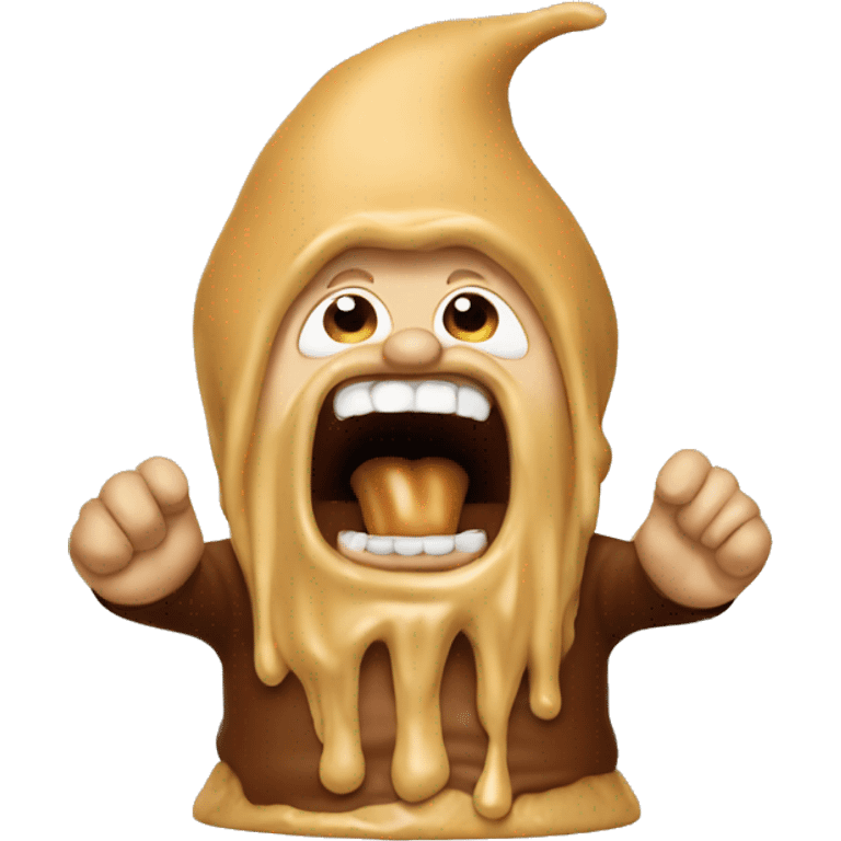 Gnome screaming covered in peanut butter emoji