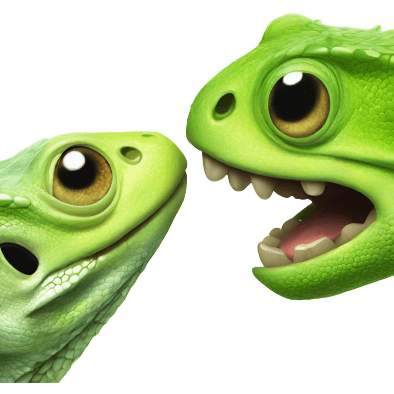 Two lizards licking a lime in the light emoji