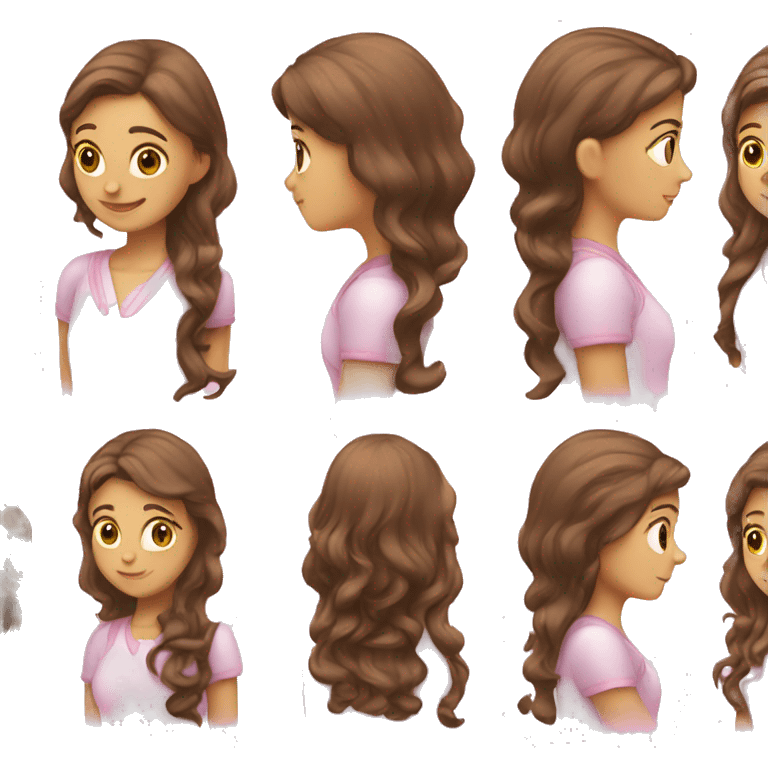 angelic looking girl combing her brown hair with a pink comb emoji