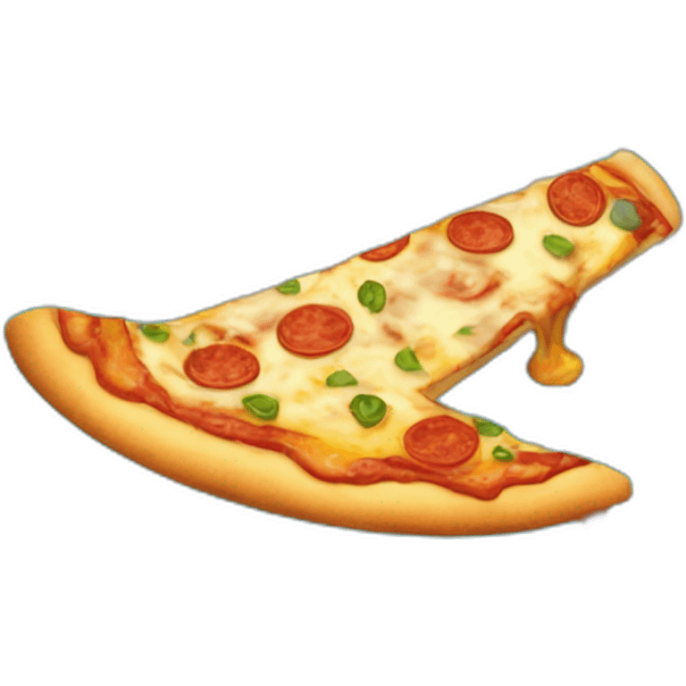 un chat qui fait du surf sur une pizza dans l'escpace emoji