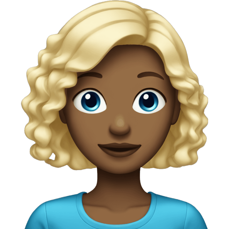 blonde girl with blue  emoji