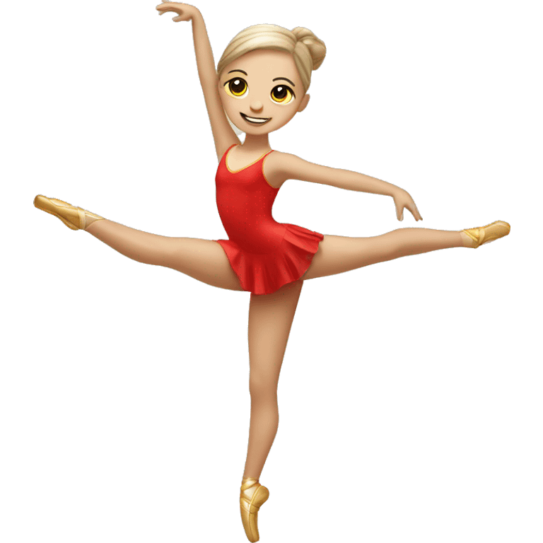 white rhythmic gymnast in a red suit emoji