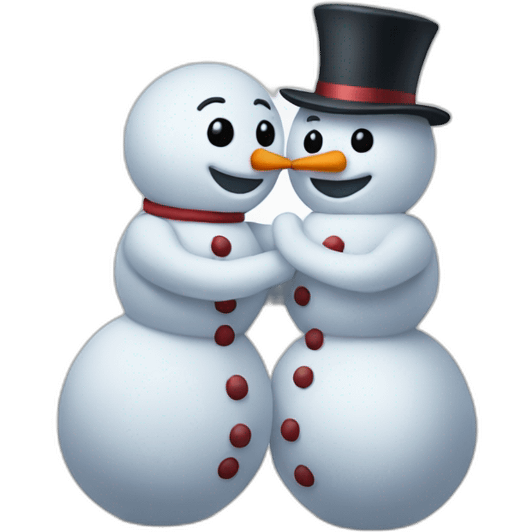 full body two snowmen kiss hug emoji