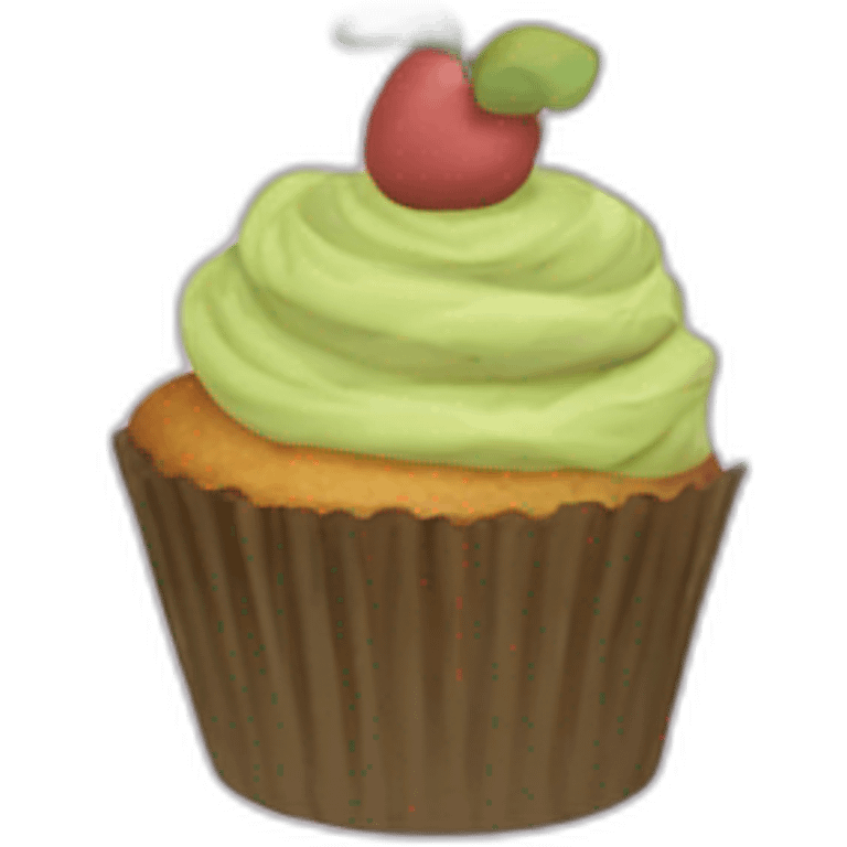 Happy cupcake with camouflage icing emoji