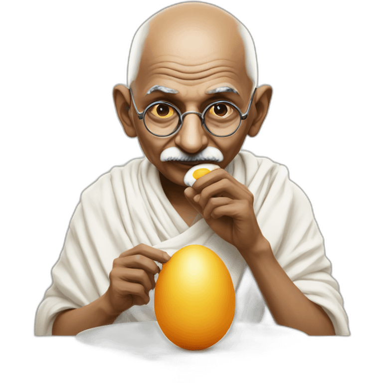 Gandhi eating a big egg emoji