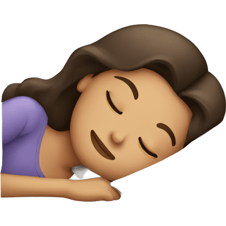 A brunette sleeping emoji