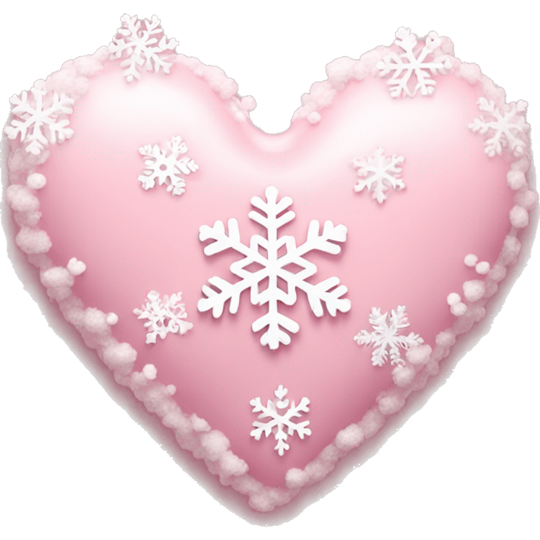 Light pink heart with two snowflakes beside it emoji