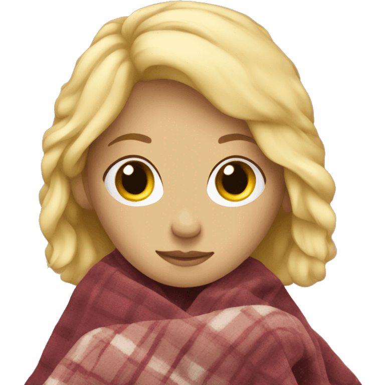 blond girl with blanket emoji