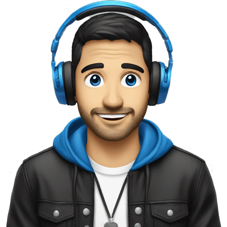 dj español, rubio, con ojos azules en una fiesta emoji