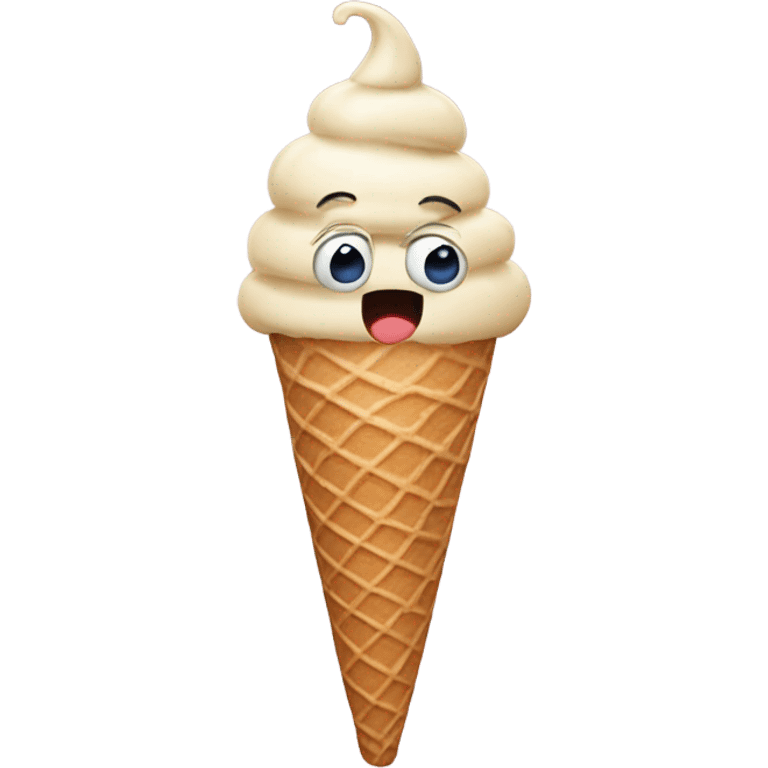 a surprised ice cream cone looking and the news emoji