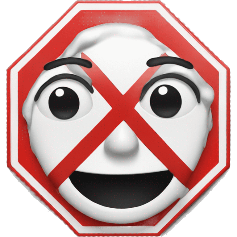 Stop sign with face emoji