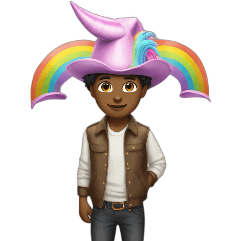 Posh-boy-with-rainbow-unicorn-hat emoji