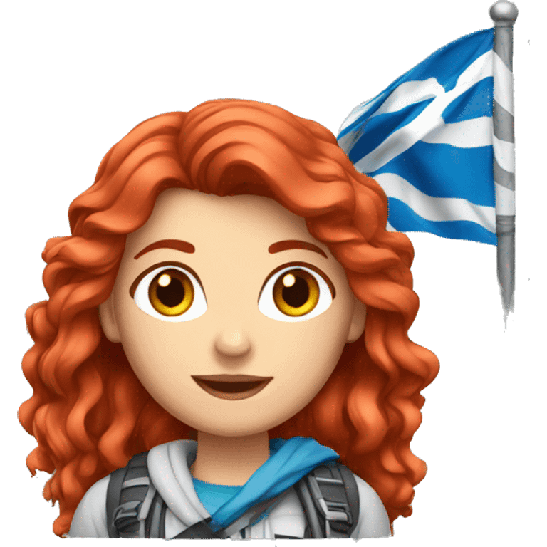 a red hair female on everest with greek flag emoji