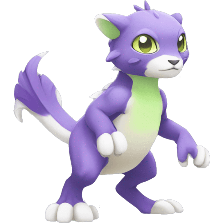 Cute cool purple white lime animal hybrid Fakemon full body emoji