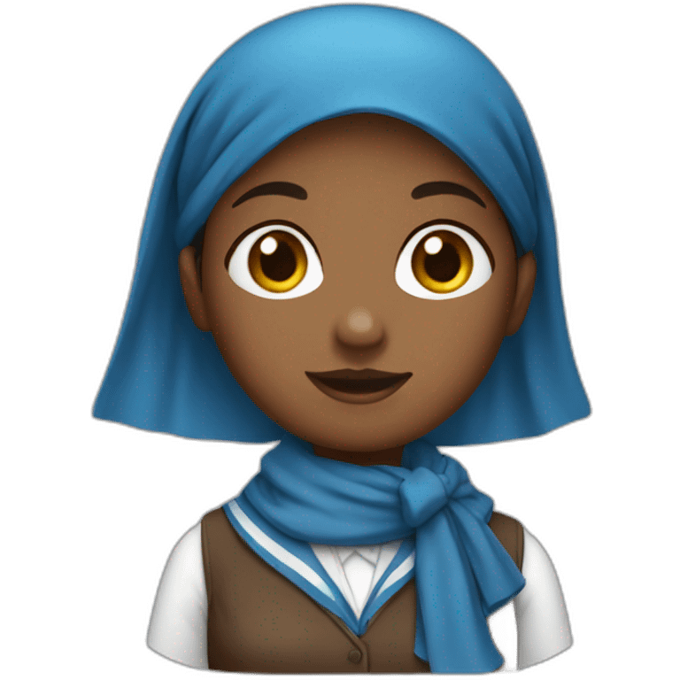 Brown schoolgirl with blue headscarf 10 emoji