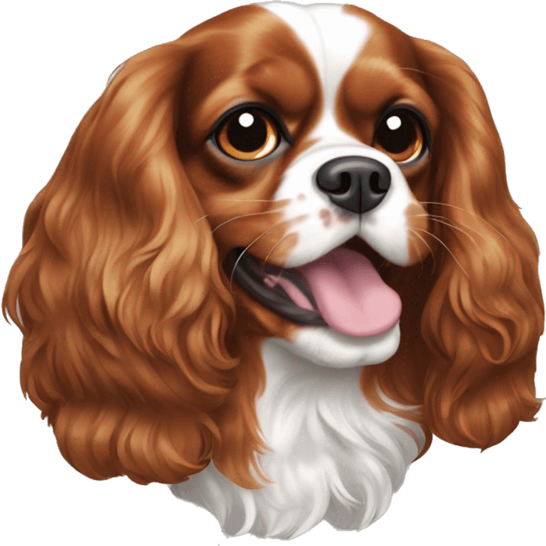 Cavalier King Charles Spaniel Brown with tongue out emoji