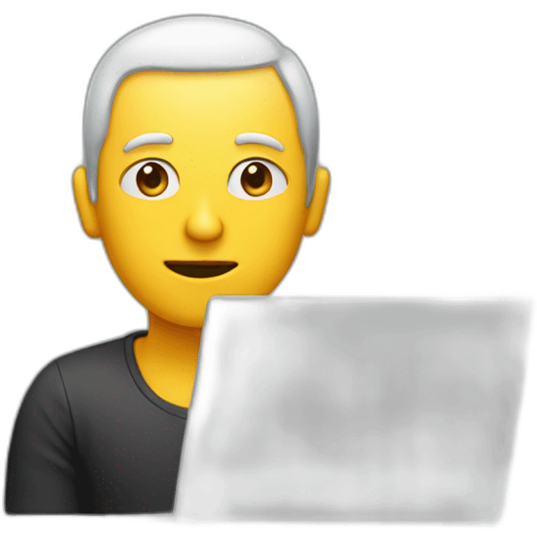  a long person with laptop without focus on face emoji