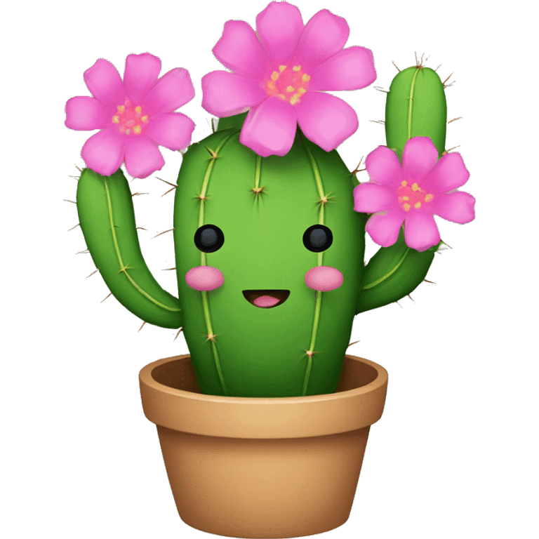 Cactus with pink flowers in a pot emoji