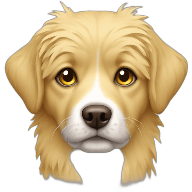 yellow messy fur mixed breed brown color eyes dog emoji