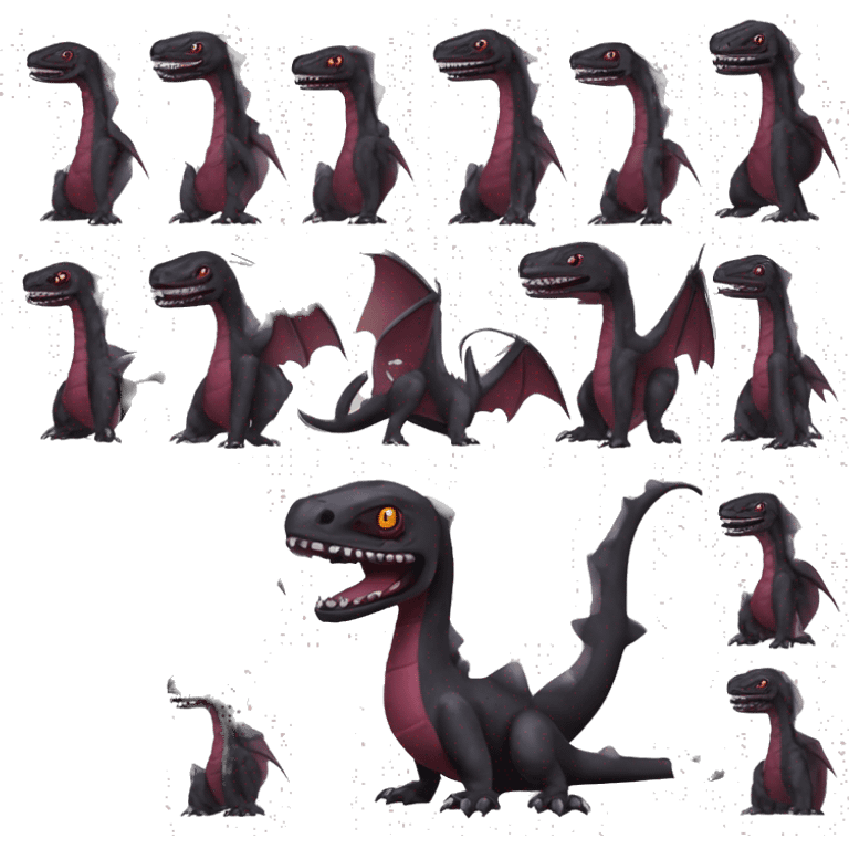 cool edgy black and maroon Dark-type nargacuga Salazzle reptile Pokémon full body emoji