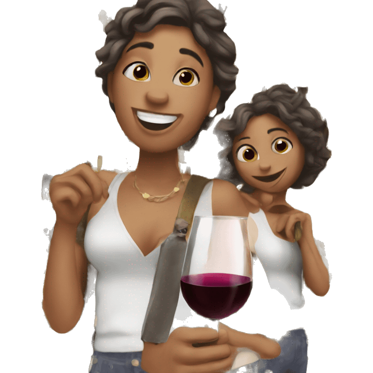 Best Friends with wine emoji