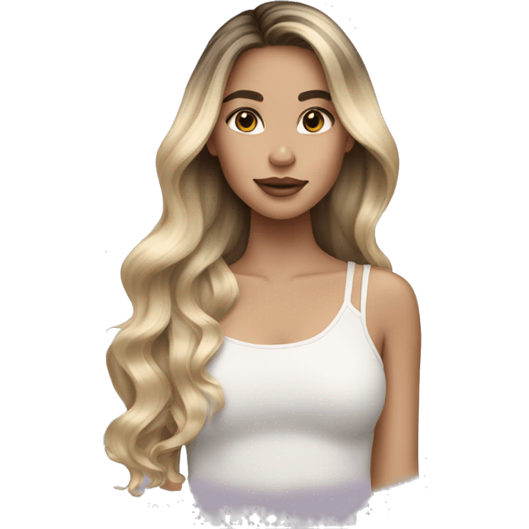 White skin girl with blonde balayage emoji