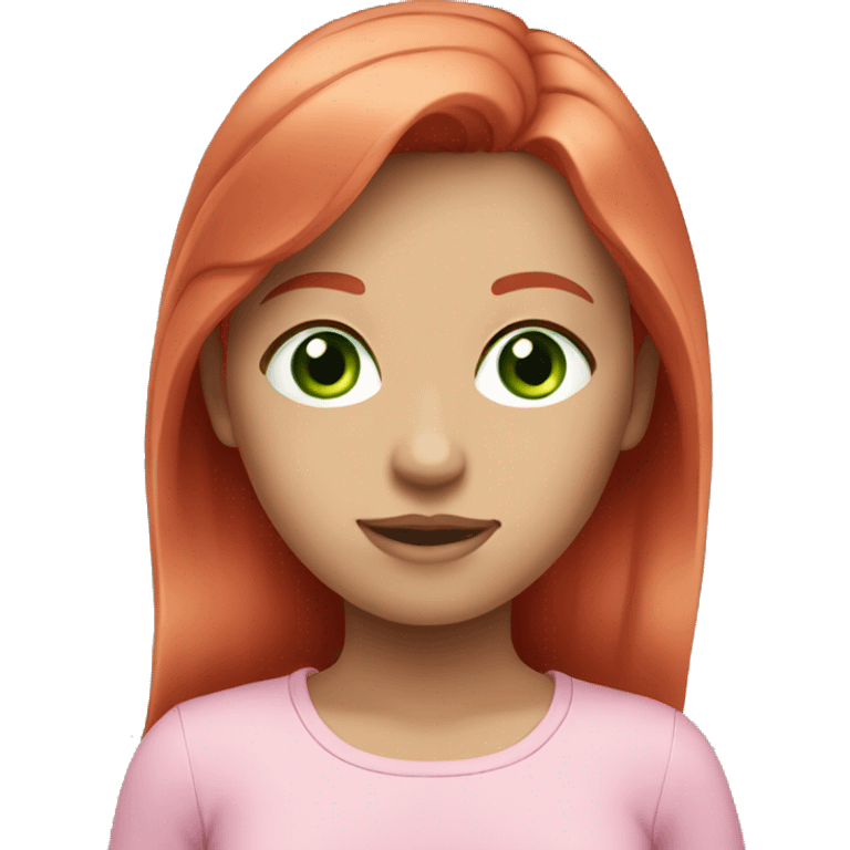 Red hair with green eyes girl with pink wear emoji