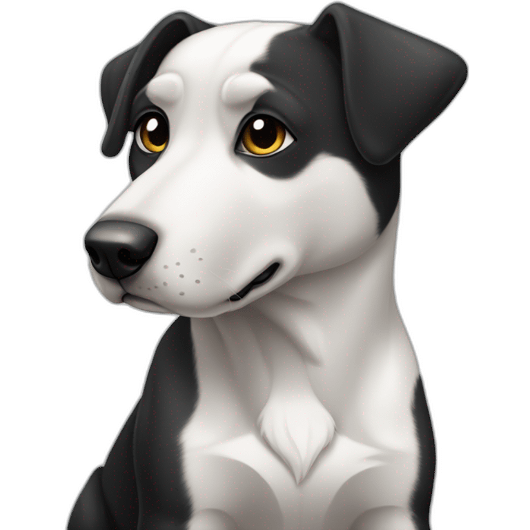 perro blanco y negro sentado emoji