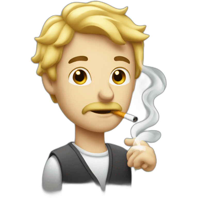 Homme blond fume une cigarette emoji