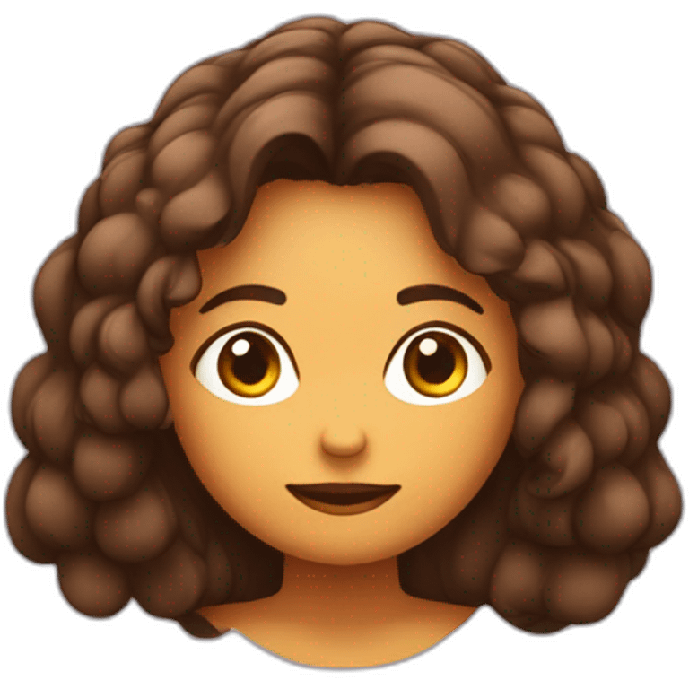 Chica caucásica pelo marrón largo ondulado meditando emoji