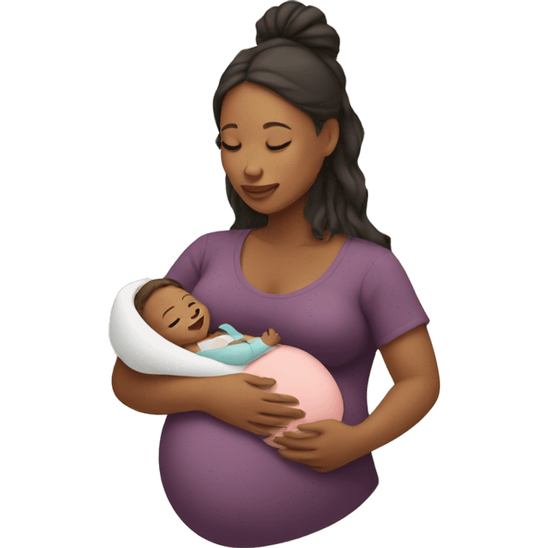 Pregnant woman holding a baby emoji