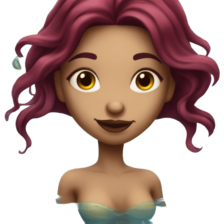 Beautiful tattooed  burgundy long haired woman swimming in a pool emoji