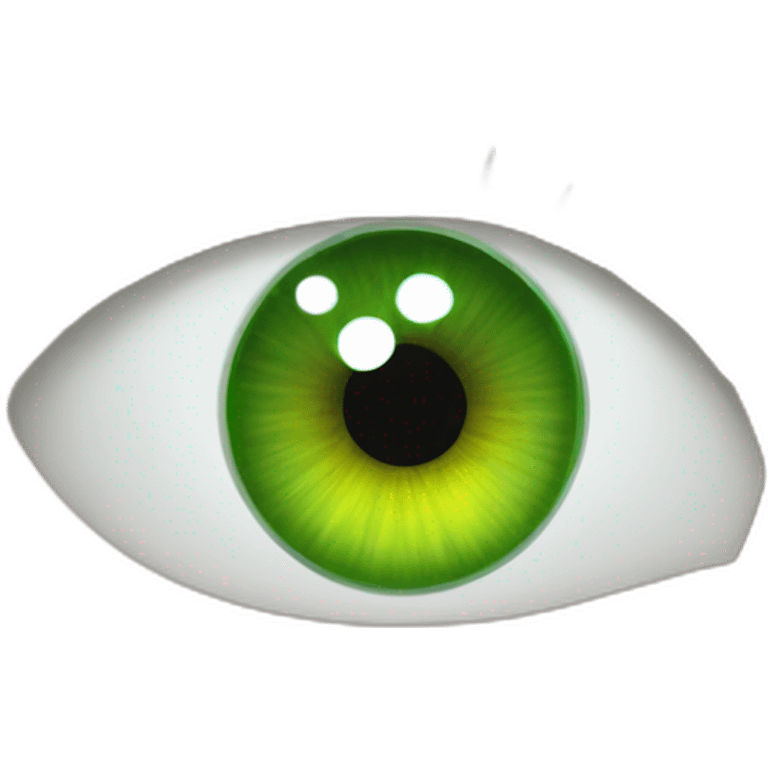 green eye with robotic lawnmower in pupils reflection emoji