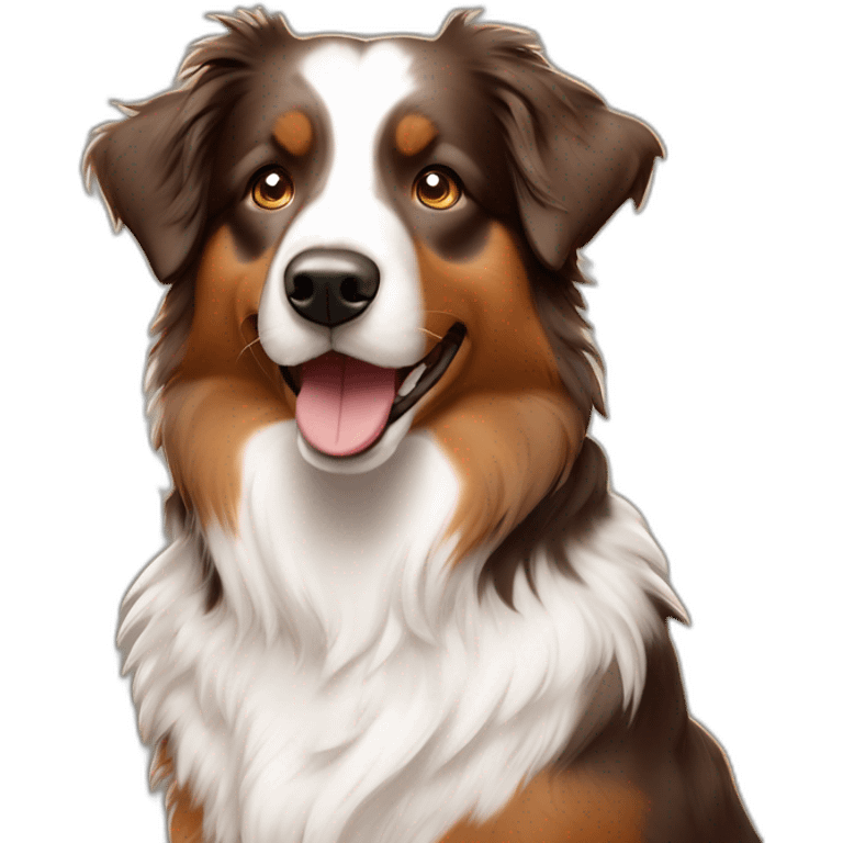 Australian Shepherd mit hellbraunem weißem und dunkelbraunem Fell emoji