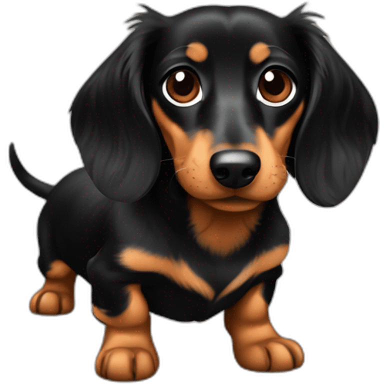 Long haired minature dachshund Black and tan emoji