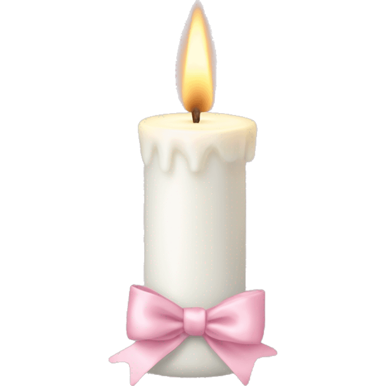 White candle with Pastell pink bow emoji