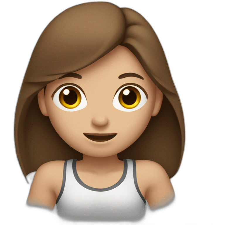 Girl with long brown hair boxing emoji