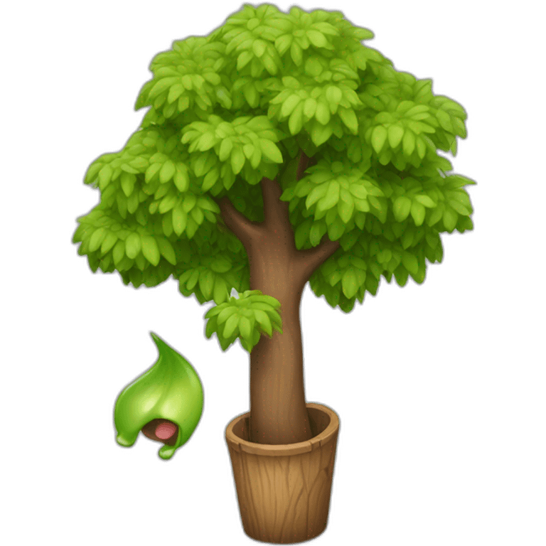 Dog peeing on a tree emoji