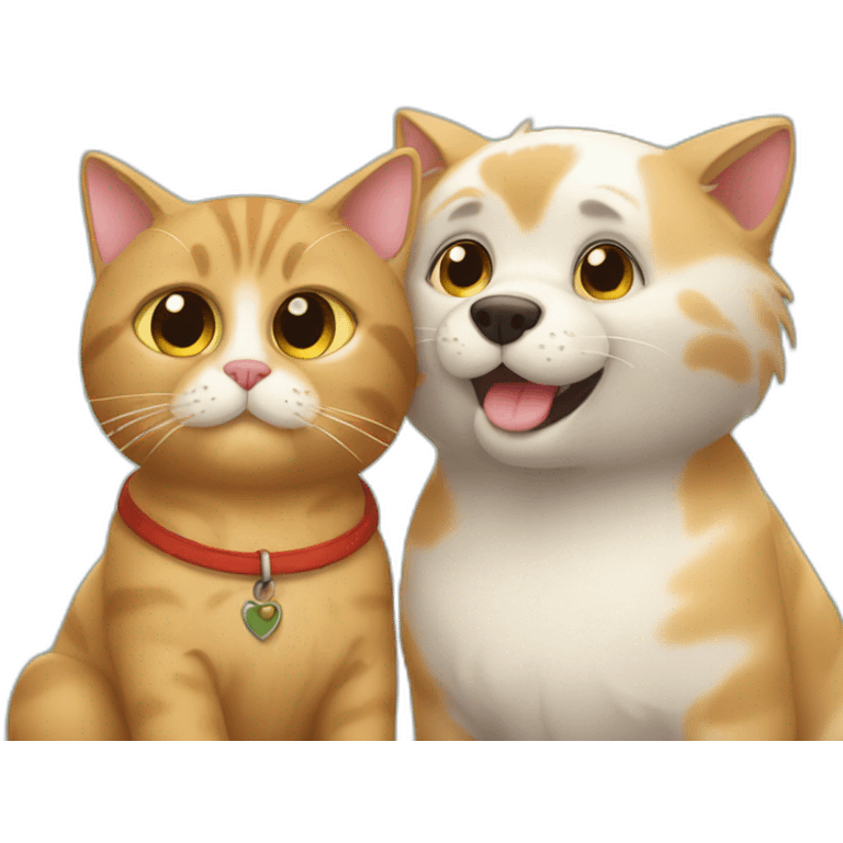 Cat with dog fall in love  emoji