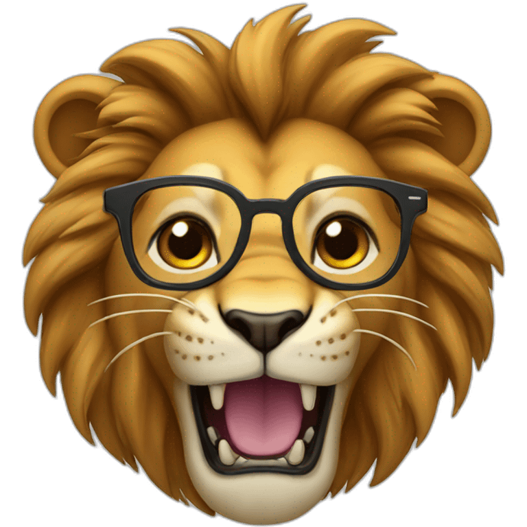 Lion with glasses roaring emoji