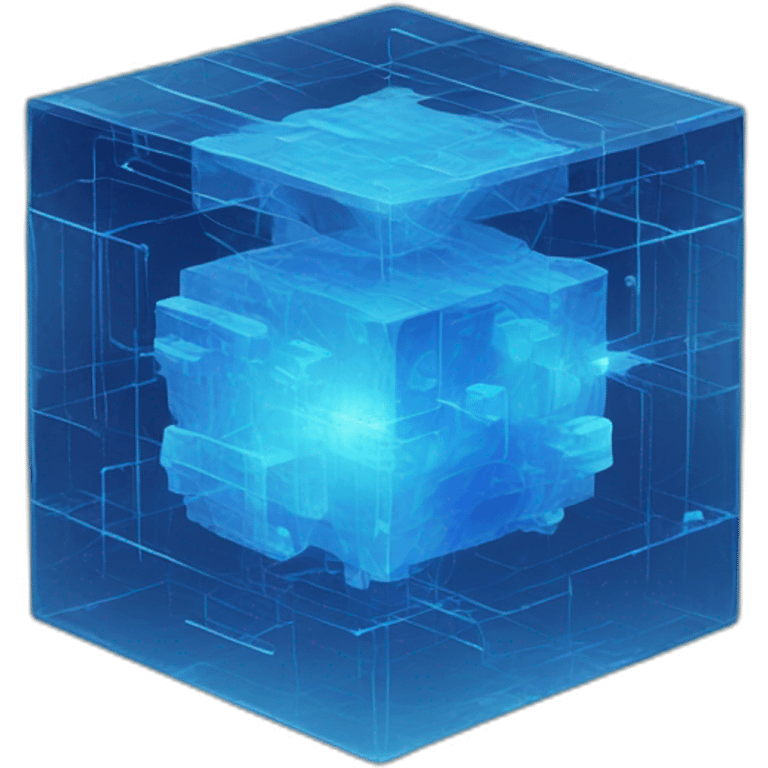 quantum cube in blue colors emoji