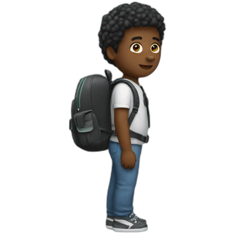 Black person with backpack emoji